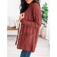 thumbnail image 2 of Jersey tipo cárdigan PRETTYGARDEN para mujer, tejido trenzado, rojo (M), 2 of 9