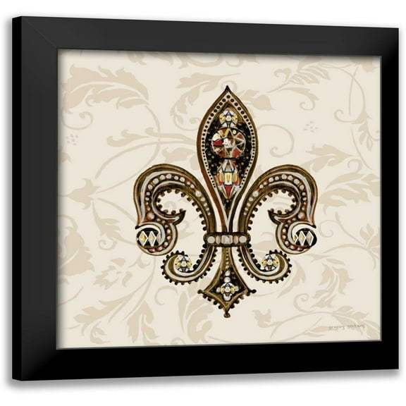 Gorham, Gregory 12x12 Black Modern Framed Museum Art Print Titled - Fleur de Lis Motif II