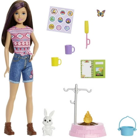 Barbie It Takes Two Skipper Doll & Accessories, Camping-Themed Set with Bunny, Campfire & More