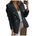 thumbnail image 3 of Gyexs Tweed Blazers for Women Plus Size Casual Long Sleeve Double Open Front Blazer Jackets Work Tops, Black, Size S, 3 of 6