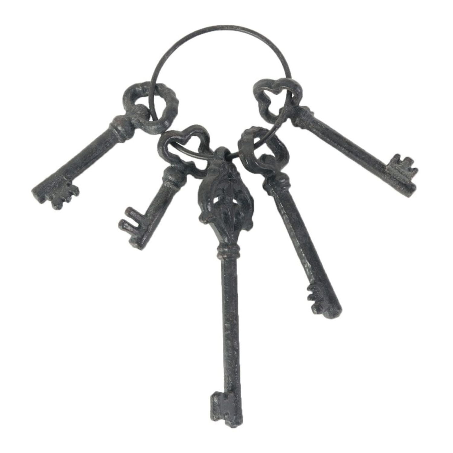 Decorative Set of 5 Antique Skeleton Keys on a Ring, Silver - Walmart ...
