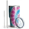 thumbnail image 2 of 30oz Pink Blue Tie Dye Spiral Tumblers Stainless Steel Tumbler with Lid and Straw,Vacuum Insulated Double Wall Travel Tumbler Cups Mug with Cleaning Brush for Coffee,Tea, 2 of 7