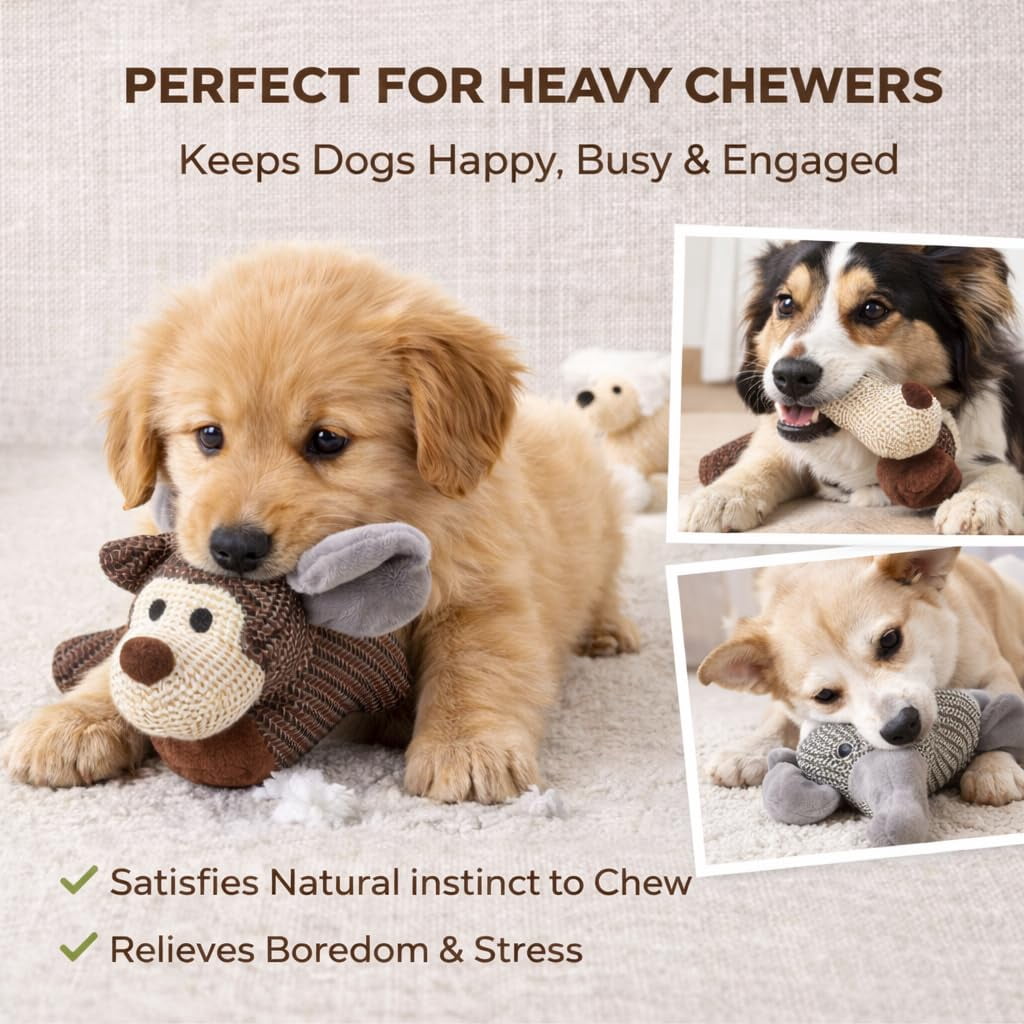 TOPLIU Squeaky Dog Chew Toy Durable Fabric Robust Interactive Play Teething Relief Boredom Anxiety Small Medium Dogs (11"x7.48")