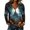 Cyan, variant on Women's V Neck Long Sleeve T-Shirt, Halloween Haunted Castle Pumpkin Print Blouse, Casual Autumn Party Top Saffron M
