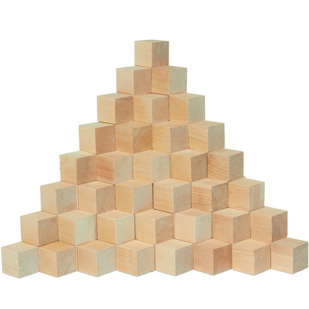 Unfinished Wood Craft Cubes 11/4inch, Pack of 25 Small Wooden Blocks