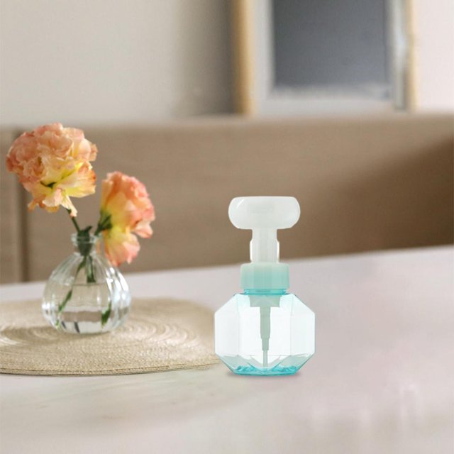 Dispensador de plástico de jabón de espuma Colcomx en forma de flor rellenable botella dispensadora azul