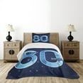thumbnail image 4 of Ambesonne Birthday Quilted Bedspread Set 2 Pcs, Party Theme and Stars, Twin Size, Navy Blue and Sky Blue, 4 of 5