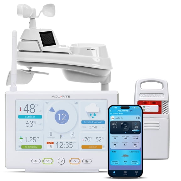 AcuRite Iris Wireless Weather Station with HD WiFi Display, Lightning Sensor, Indoor/Outdoor Temperature & Humidity, Wind, and Rain Gauge (01532M)