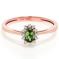 thumbnail image 2 of Gem Stone King 0.34 Ct Oval Green Tourmaline White Diamond 18K Rose Gold Ring (Size 8), 2 of 3