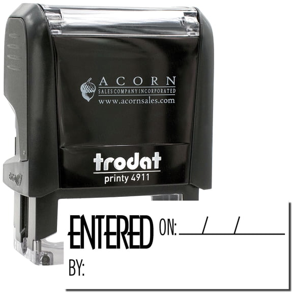 Self-Inking Entered On Stamp, Trodat Printy 4911, Press and Print Stamping, Impression Size 5/8" x 1-1/2", Up to 10,000 Impressions - Black Ink