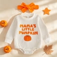 thumbnail image 2 of 6-12 Months Newborn Preemie Boys Girls Pajamas Rompers Home Clothes My First Halloween Pumpkin Romper Fall Set Daddy's Jumpsuit Long Sleeve Crewneck With Headhand Yellow Bodysuit Baby Gift, 2 of 9