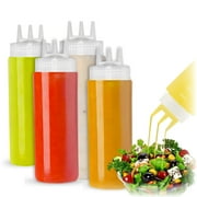 ALDKitchen Squeeze 4 pcs Bottle Set | 3-Hole Design Condiment Bottles | Durable, Food-Safe, & Versatile
