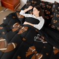 thumbnail image 3 of Erosebridal Football Print Bowknot Twin Bedding Sets 7-Piece for Teens,Boys Girls Sport Gamer Bedding Comforter Set,Black Reversible,Super Cozy Room Decor, 3 of 6