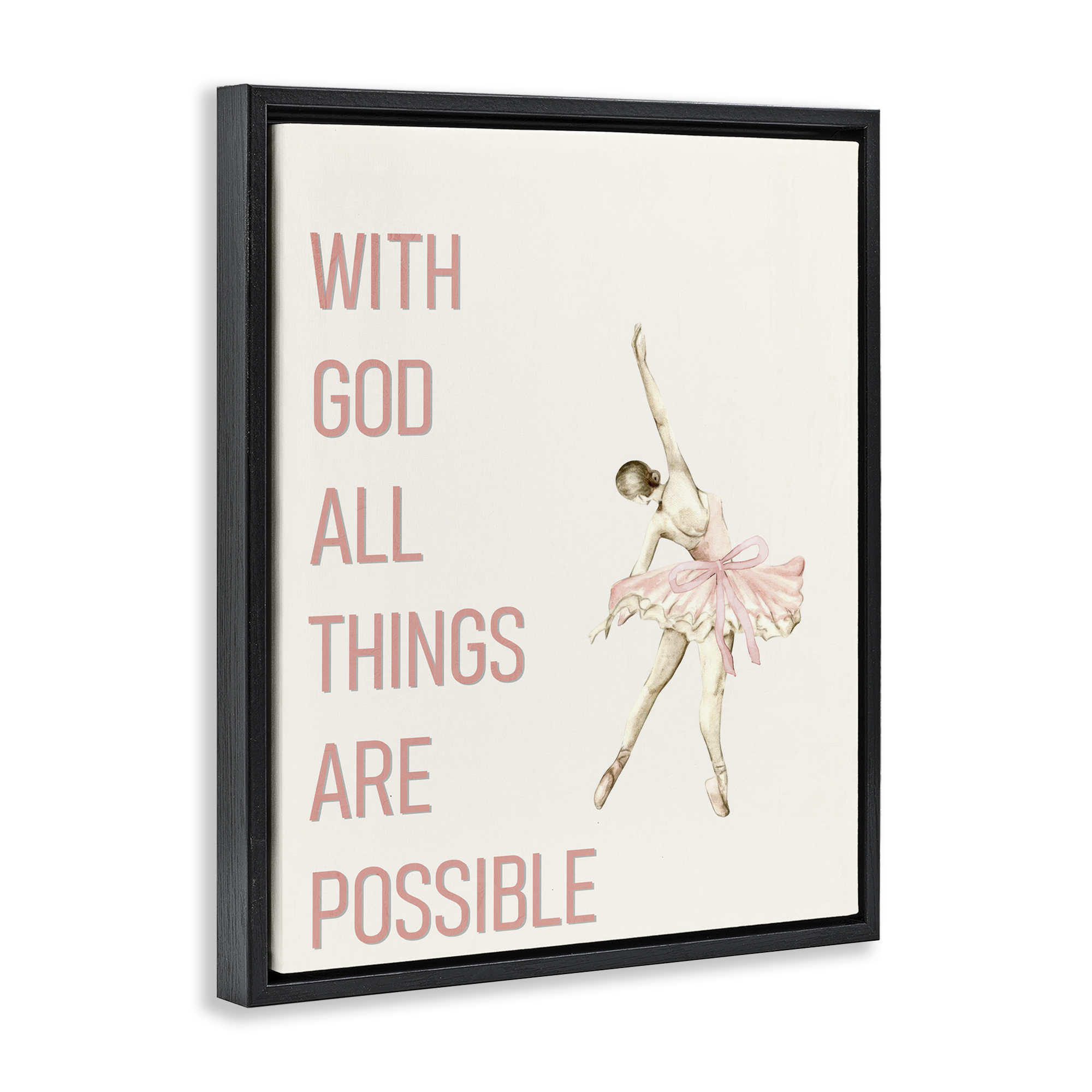 All Things Possible Ballerina Black Framed Floater Canvas Wall Art, design by Kim Allen