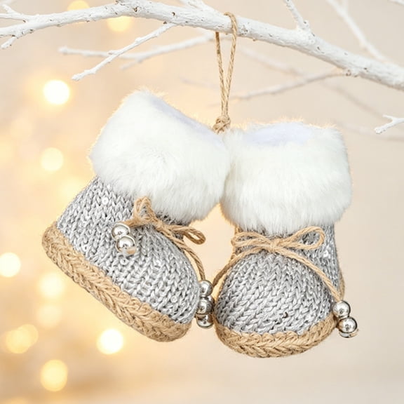 Christmas Tree Ornaments, Gray Mini Knitted Boot Hanging Decorations, Cozy Stocking Holiday Decor, Xmas Gifts for Families