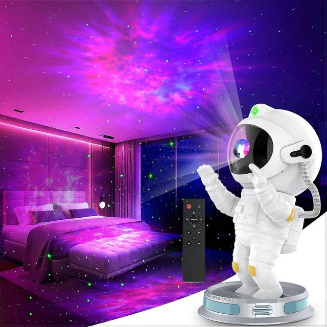 Proyector de astronauta Space Buddy, lámpara LED de techo, nebulosa estrellada, temporizador, control remoto, regalo para niños