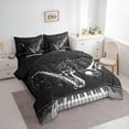 thumbnail image 3 of Feelyou Modern Musical Note Twin Bedding Sets 7-Piece, Pop Music Lover Bedding Comforter Set, Saxophone Piano Print Reversible Sheet Sets, Super Cozy Room Decor, 3 of 7