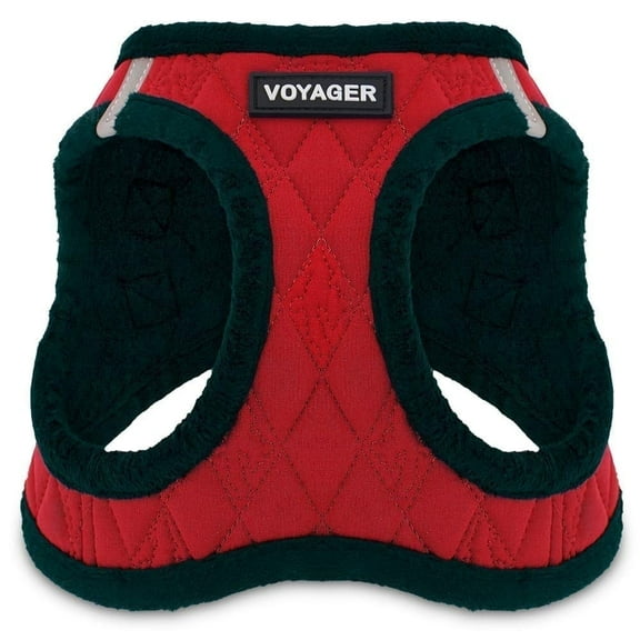 Voyager Step-In Plush Dog Harness – Soft Plush, Step In Vest Harness for Small and Medium Dogs by Best Pet Supplies - Harness (Red Plush), XS (Chest: 13 - 14.5")