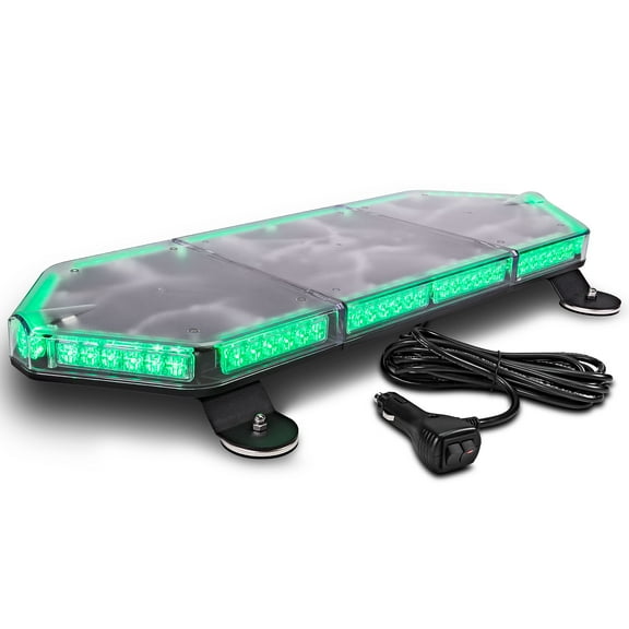 LAMPHUS NanoFlare NFMB80 26" 80W LED Mini Light Bar [SAE Class 1] [63 Flash Patterns] [Plug & Play 12ft Cord] [Magnet/Permanent Mount] Emergency Strobe Hazard Warning Light - Green