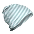 thumbnail image 1 of Modern Unisex Beanie, Soft Skewed Bold Lines, Hiking Outdoors, Pale Blue White, by Ambesonne, 1 of 1