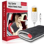 Comfytemp 12V/24V Car Heating Pad for Back, Portable Heated Car Mini Blanket Pad Perfect for Winter Travels, 12''x24'', Gray