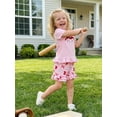 thumbnail image 5 of BemeyourBBs 2Pcs Toddler Baby Girls Summer Clothes Baseball Outfit Puff Short Sleeve Crew Neck Baseball Bow Embroidery T Shirt Tops and Elastic Waist Shorts Set, 5 of 9