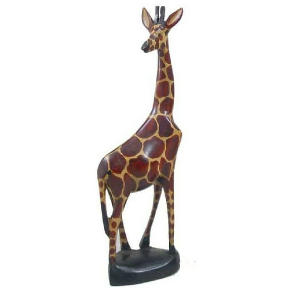 12" Hand Carved Wooden Giraffe Sculpture Statue - Made in Kenya