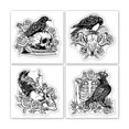 thumbnail image 6 of 4Pcs PVC Stamp for DIY Scrapbooking Raven 55x55mm, 6 of 8