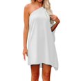 thumbnail image 4 of Women Casual Inclined Shoulder Cape Mini Dress Soild Loose Party Dress Dresses for Women Swing Petite Maxi Dress T Shirt Dress for Women Knee Length Long for Women Casual Summer plus Size Maxi Dresses, 4 of 8