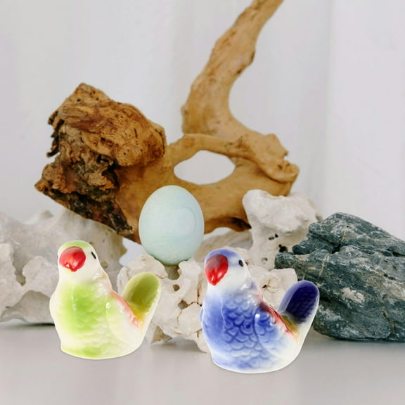 Masteelf 2pcs Realistic Ceramic Parrot Figurines For Living Room Decor Small Bird Statues For Entryway Table Decorative Bird Ornaments For Home