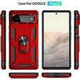 thumbnail image 4 of Designed for Google Pixel 6 Case with HD Screen Protectors, Military-Grade Metal Ring Holder Kickstand 15ft Drop Tested Shockproof Cover Case for Pixel 6 Red, 4 of 7