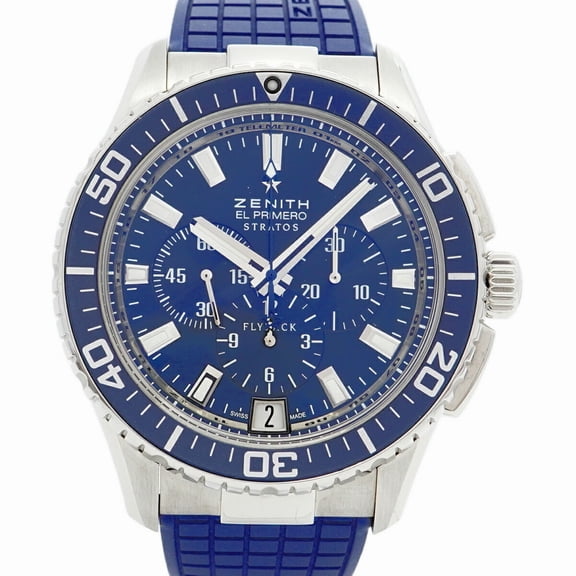 Pre-Owned Zenith El Primero Stratos Flyback 03.2067.405 51.R514 Navy Dial Men's Watch