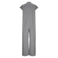 thumbnail image 6 of YueHuiYing Women's Jumpsuit Straight-neck Cotton-Linen Blend Long-Sleeve Button-Front Casual Jumpsuit, 6 of 8
