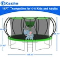 thumbnail image 5 of Kacho Trampoline, Trampoline with Enclosure Net 14FT 1400LBS Trampoline for 3-4 Kids and 2-3 Adults, Trampoline with Basketball Hoop and Ladder, Ball, Heavy Duty Outdoor Trampoline, Green, 5 of 9