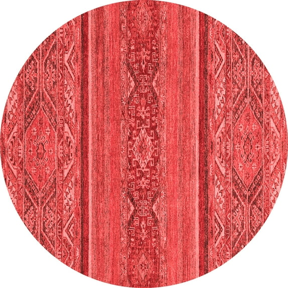 Ahgly Company Machine Washable Indoor Round Abstract Red Modern Area Rugs, 5' Round