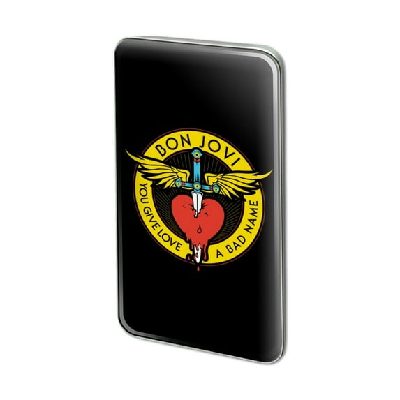 Bon Jovi You Give Love a Bad Name Metal Rectangle Lapel Hat Pin Tie Tack Pinback