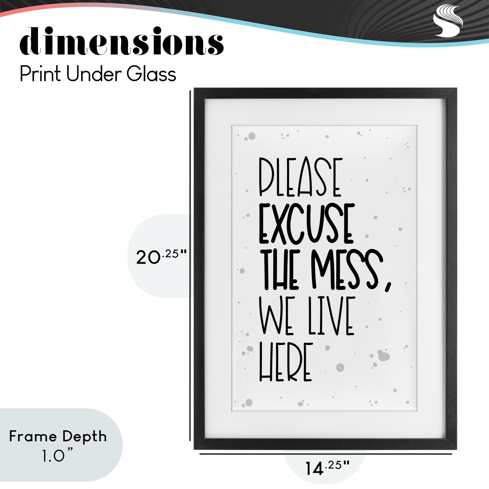 Stupell Industries Excuse the Mess Bold Black Framed Print Under Glass, design by Martina Pavlova