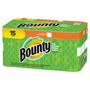Bounty 2-Ply Paper Towels, 11" x 10-1/4", White, Pack Of 15 Rolls