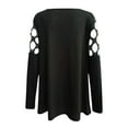 thumbnail image 3 of Black Womens Tops Women Lady's Tops V Neck Hollow Sleeve Rhinestone Solid Blouse Tunic T-Shirt T Shirts for Women, 3 of 4