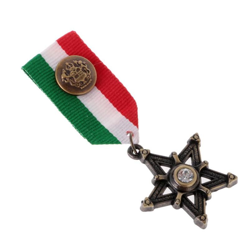 2pcs Star Geometric Pendant Fabric Medal Uniform Badge Brooch Pin Costume