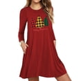 thumbnail image 2 of Robes d'Automne pour Femmes Col Rond Imprimé de Noël Robe à Manches Longues Décontractée Robe Mini Fluide de Vacances avec Poches, 2 of 5