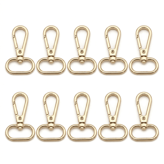 Small Carabiner Clip, 10 Pack Light Gold Metal Swivel Key Ring Clip, 1 Inch 25mm Inner Diameter Dog Leash Hook, Metal Bag Hooks and Clasp Hooks for Backpack Straps, Purse, Handbag, DIY Crafting Hardw