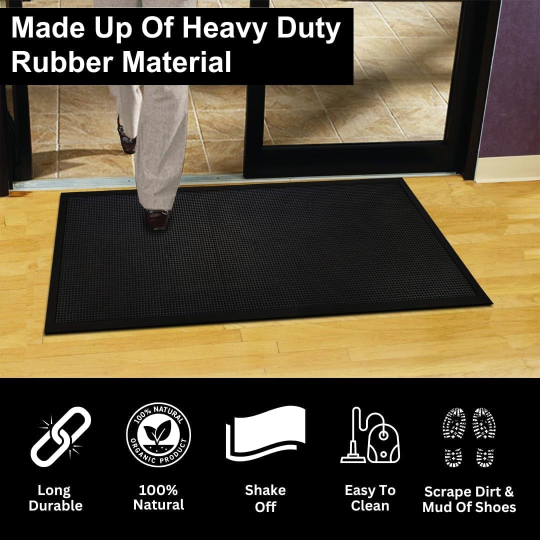 A1HC Natural Rubber Fingertip Entrance Floor Mat, 32"x40", Black Scraper Stud Mat, Premium Non-Slip Door Mat for Home, Garage & Commercial Use