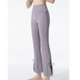 thumbnail image 4 of SWSMCLT Women's High Waisted Yoga Pants Flared Pants Bootcut Slit Split Trousers Long Casual Petite Purple 0-2, 4 of 4