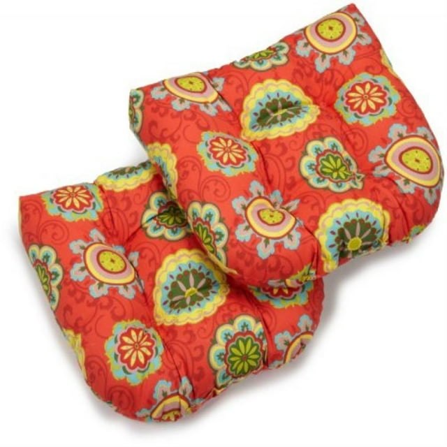 Coussin de Chaise de Salle à Manger Extérieur Tufté en Polyester Filé en Forme de U de 19 Pouces (Ensemble de 2) - Farrington Terrace