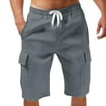 thumbnail image 2 of kamemir Running Shorts for Men Men's Casual Cargo Shorts Classic Stretch Waist Drawstring Outdoor Shorts Grey,M, 2 of 6