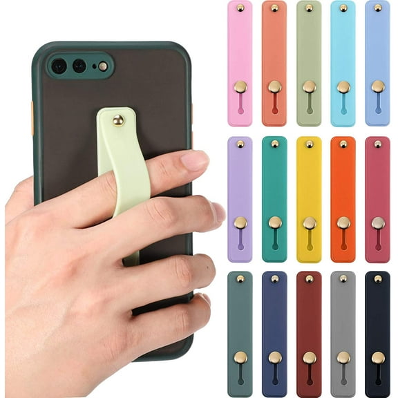 15 Pieces Phone Grip Strap Finger Loop for Cell Phone Case Phone Finger Holder Assorted Colors Silicone Stretch Phone Grip Stand for Most Mobile Phones and Tablets
