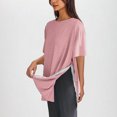 thumbnail image 4 of Timegard Tops for Women Crewneck Short Sleeve Side Button Solid Color Comfy Casual Loose Blouse Top, 4 of 8
