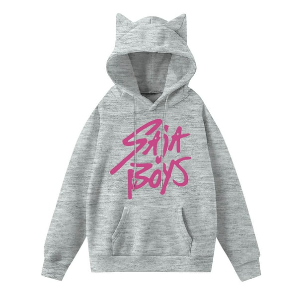 Pop cazadora para niña Hooded Sweatshirt Women's Cat Ear Hoodie ,Soft Streetwear Pullover ,Cute Long Sleeve Tops for Fall Winter (Light Gray)
