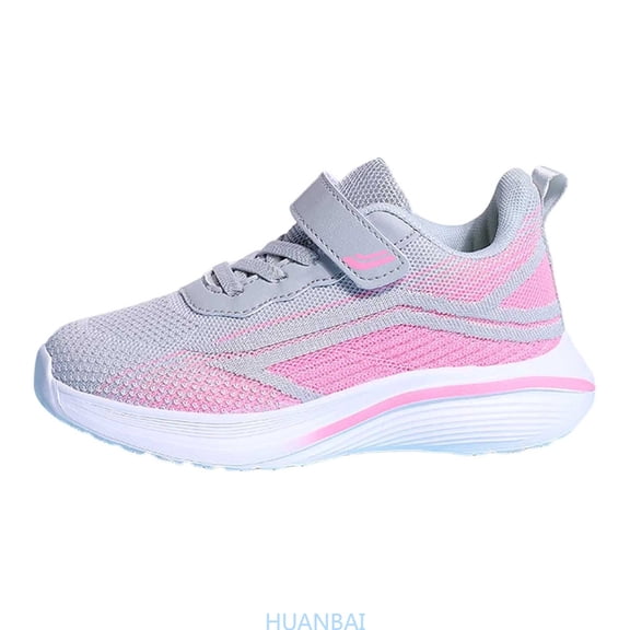 HUANBAI Stylish Girls Mesh Running Shoes For Kids Athletic Lace Up Sneakers Casual Walking Sport Footwear Durable Flexible Sole For Playground School Everyday Wear ,(12-12.5 Years Gray) Size ,4
